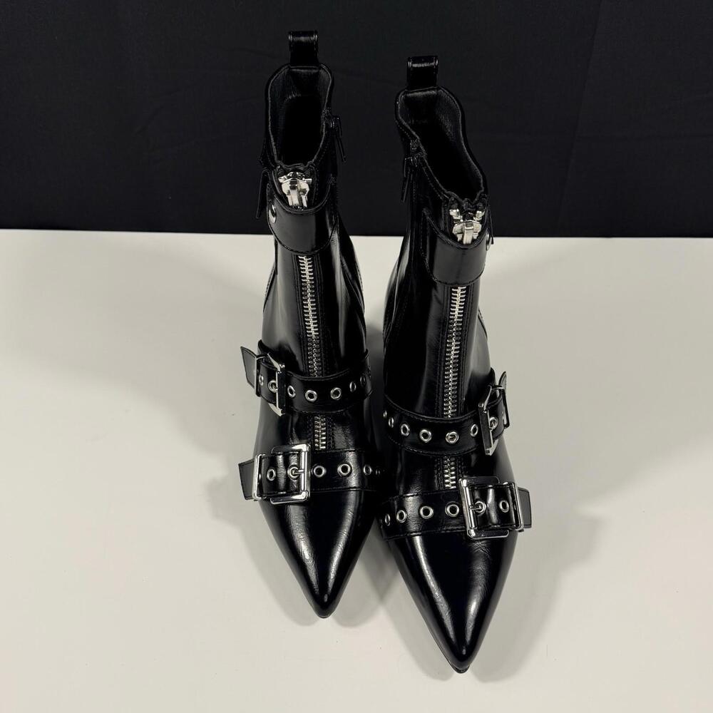 NEW Wild Pair Moonbeam Gothic Black Buckle Booties Size 8.5 Pointy Stiletto Heel - Picture 9 of 9